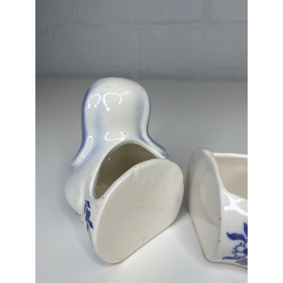 Vtg 1960's 3 Pc. Positional Blue Willow Dog Dachshund Planter Snack Tray Japan - Picture 8 of 15